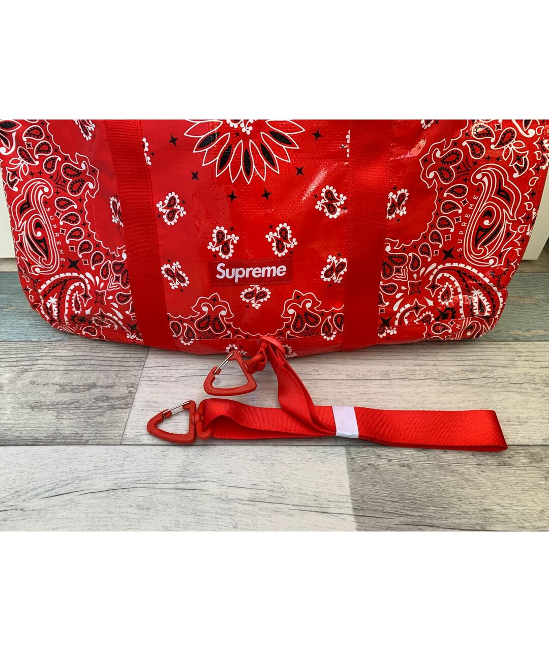 SUPREME Красная синтетическая пляжная сумка, фото 2