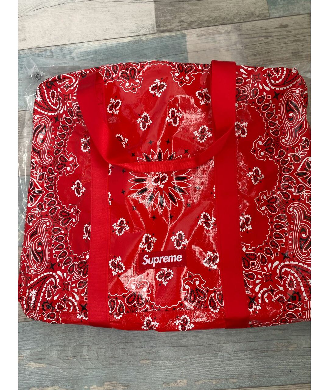 SUPREME Красная синтетическая пляжная сумка, фото 3