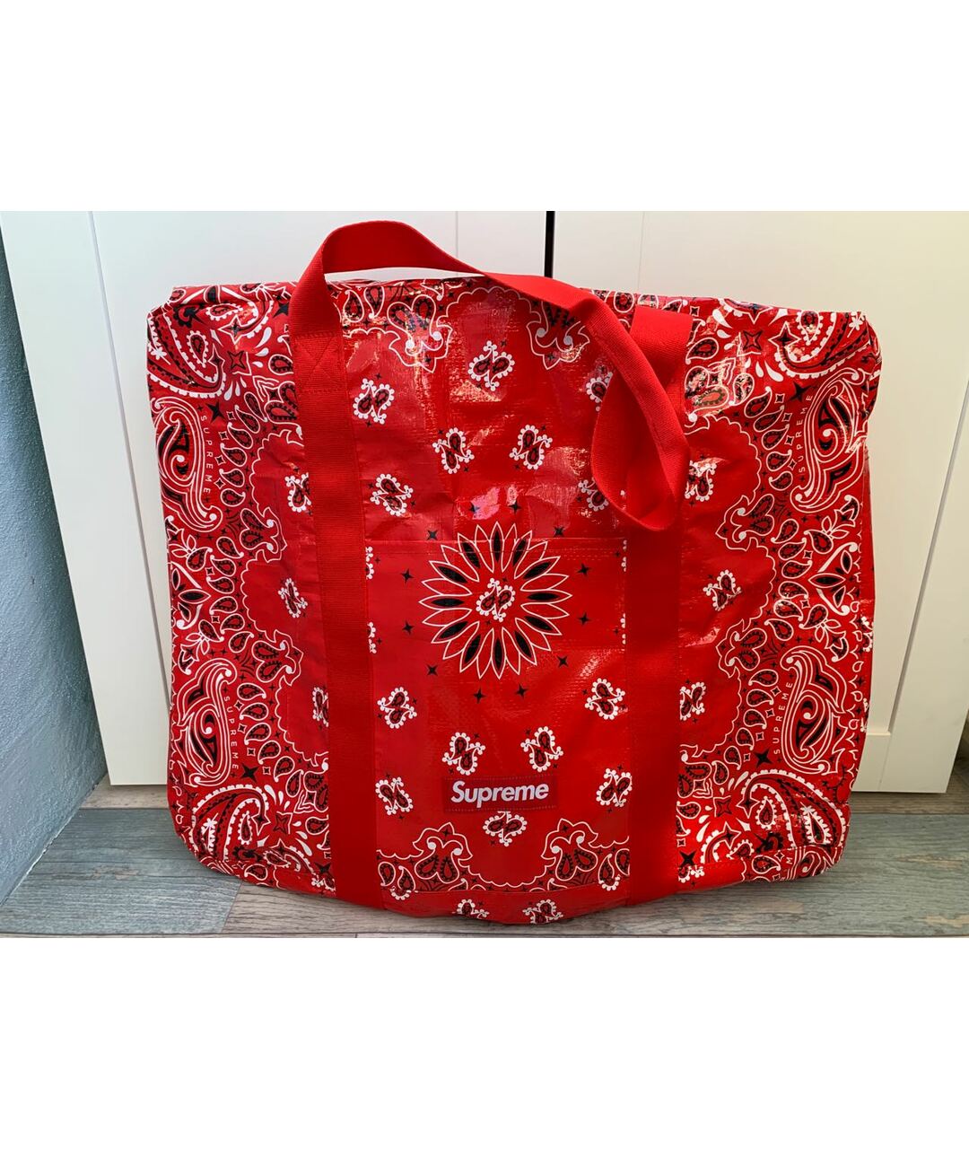 SUPREME Красная синтетическая пляжная сумка, фото 5