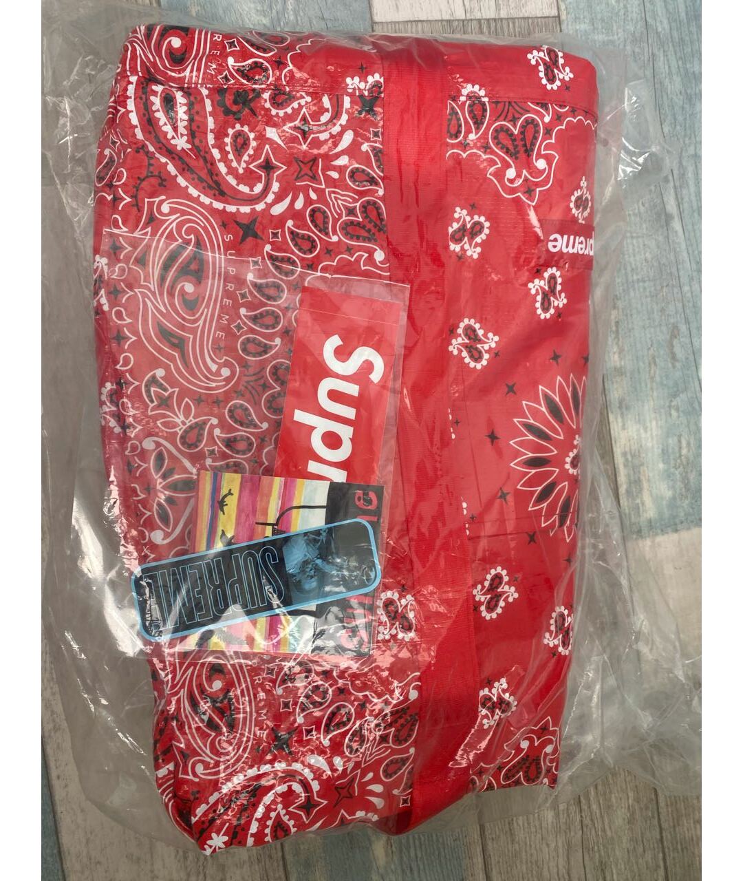 SUPREME Красная синтетическая пляжная сумка, фото 4