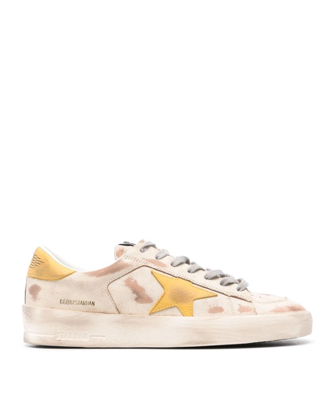 GOLDEN GOOSE DELUXE BRAND Бежевые кожаные низкие кроссовки / кеды, фото 1