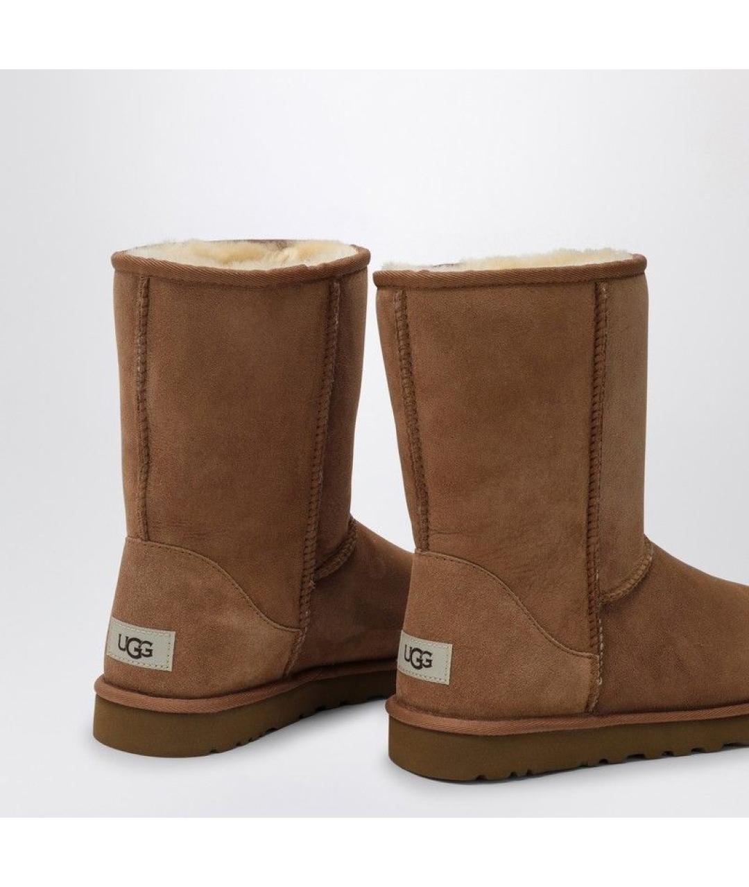 UGG AUSTRALIA Коричневые кожаные высокие ботинки, фото 5