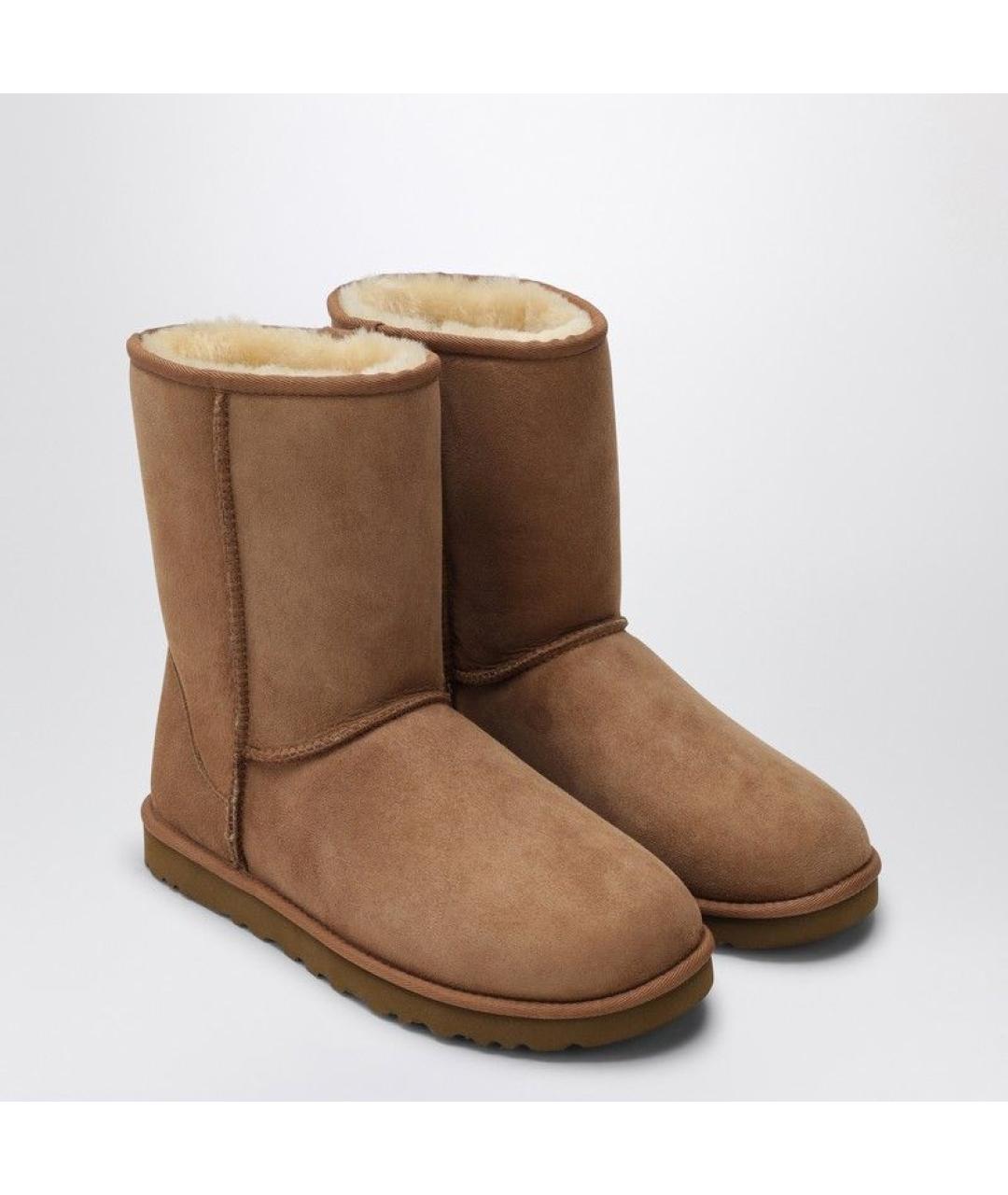 UGG AUSTRALIA Коричневые кожаные высокие ботинки, фото 2