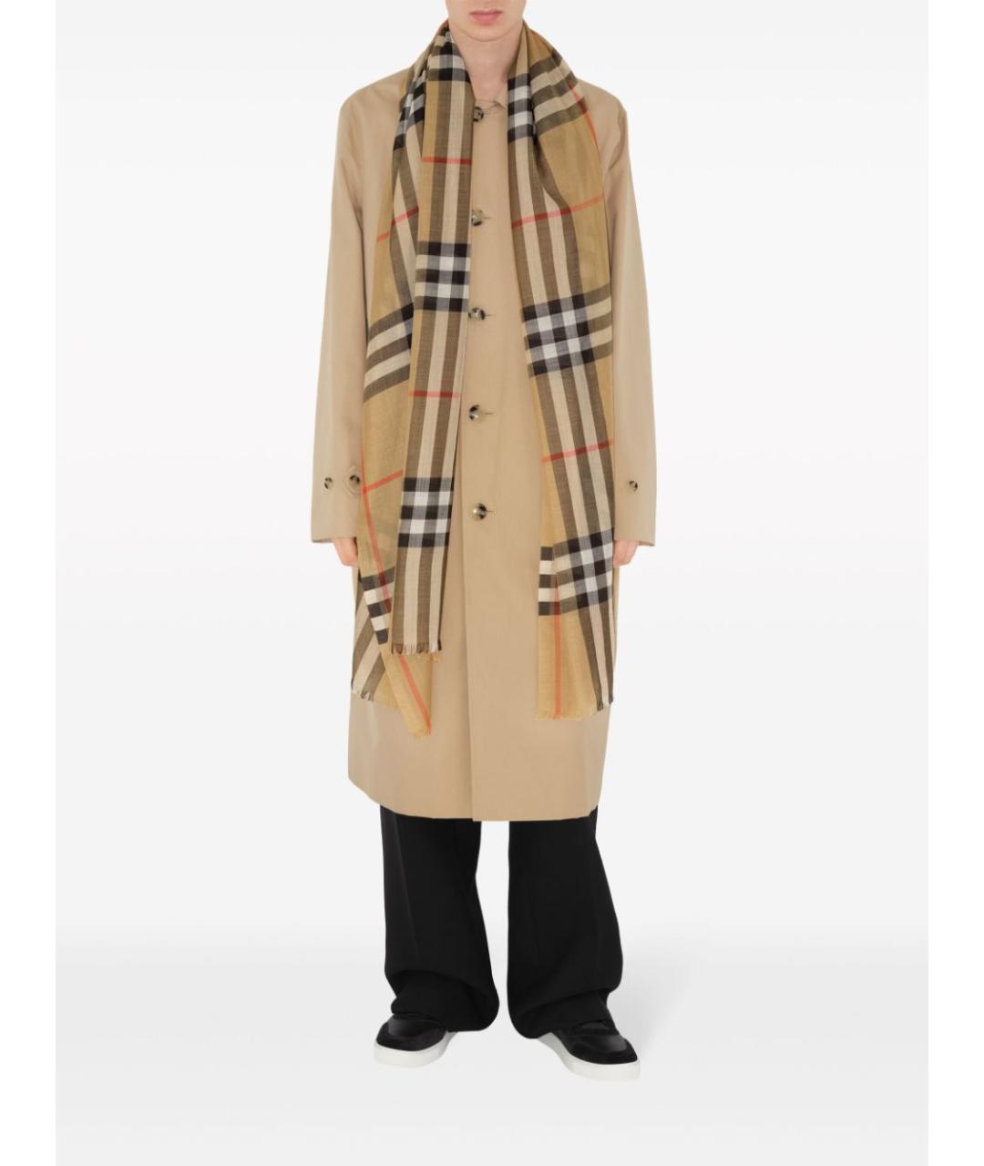 BURBERRY Бежевый шерстяной шарф, фото 2