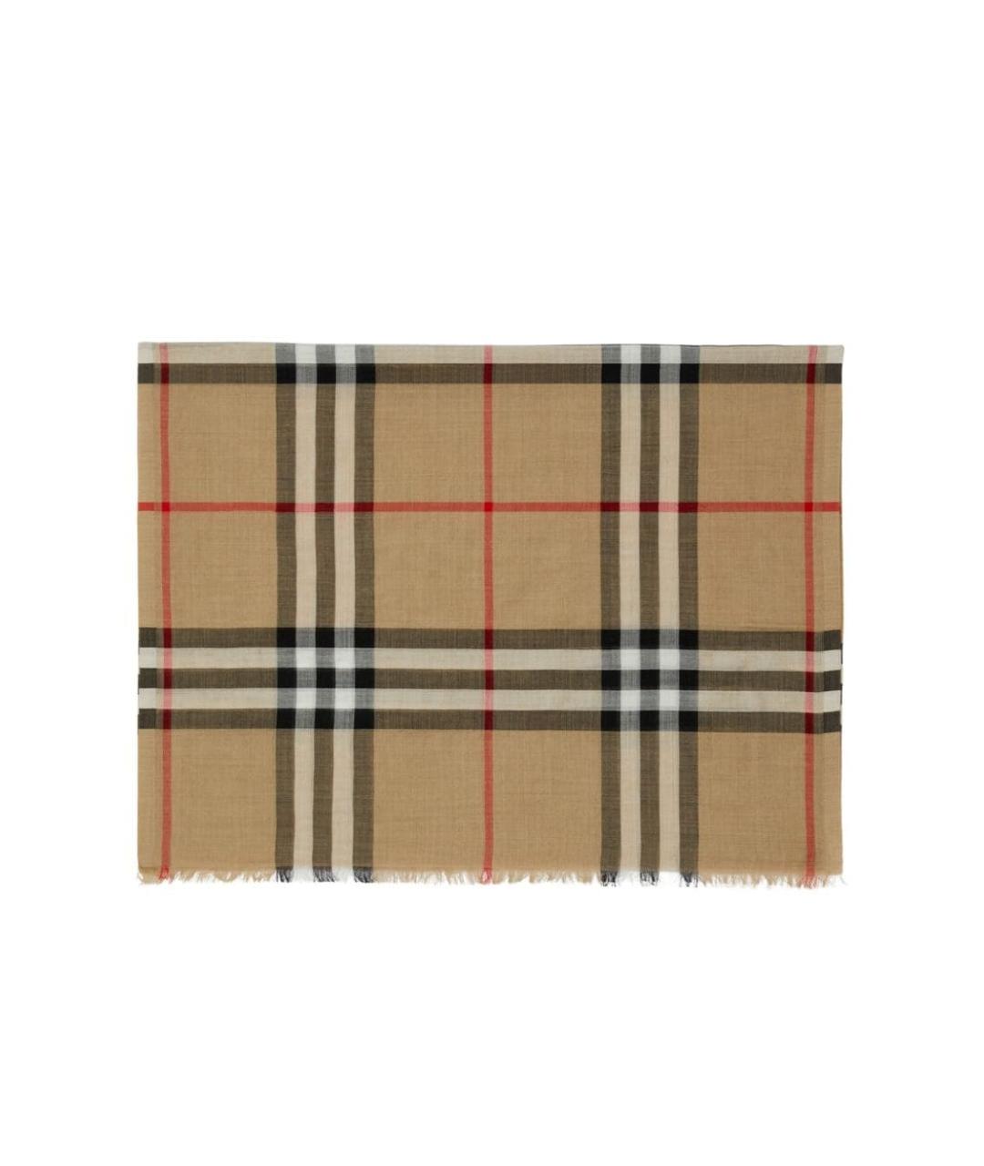 BURBERRY Бежевый шерстяной шарф, фото 4