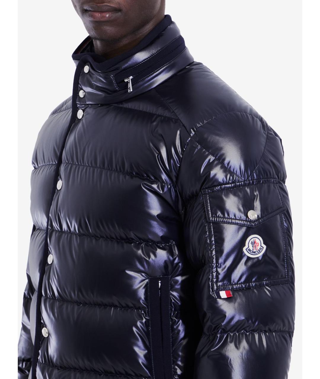 MONCLER Темно-синяя полиэстеровая куртка, фото 4