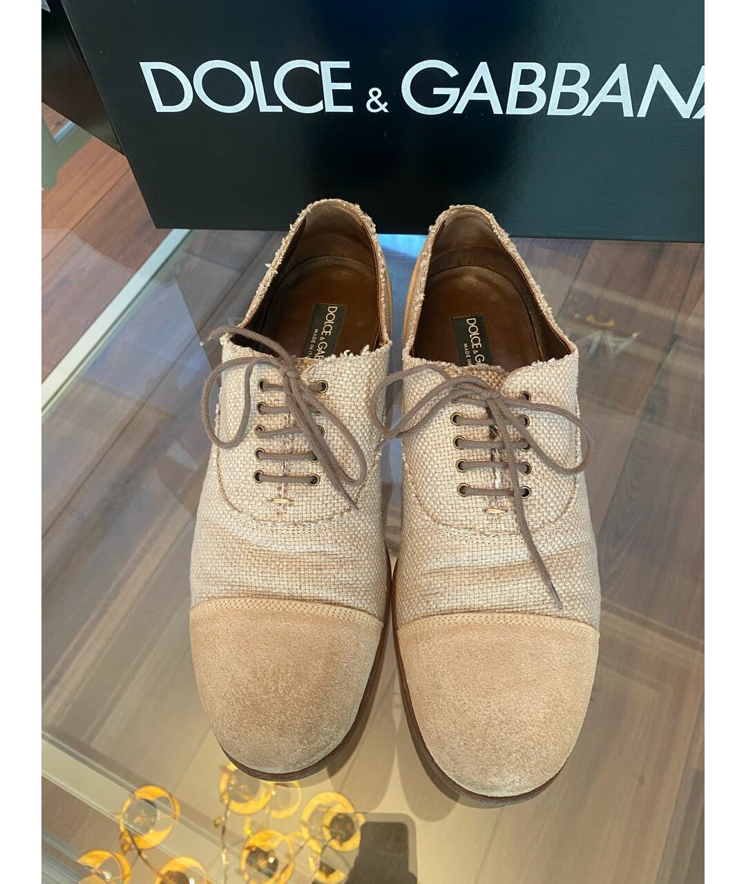 DOLCE&GABBANA Бежевые текстильные туфли, фото 2