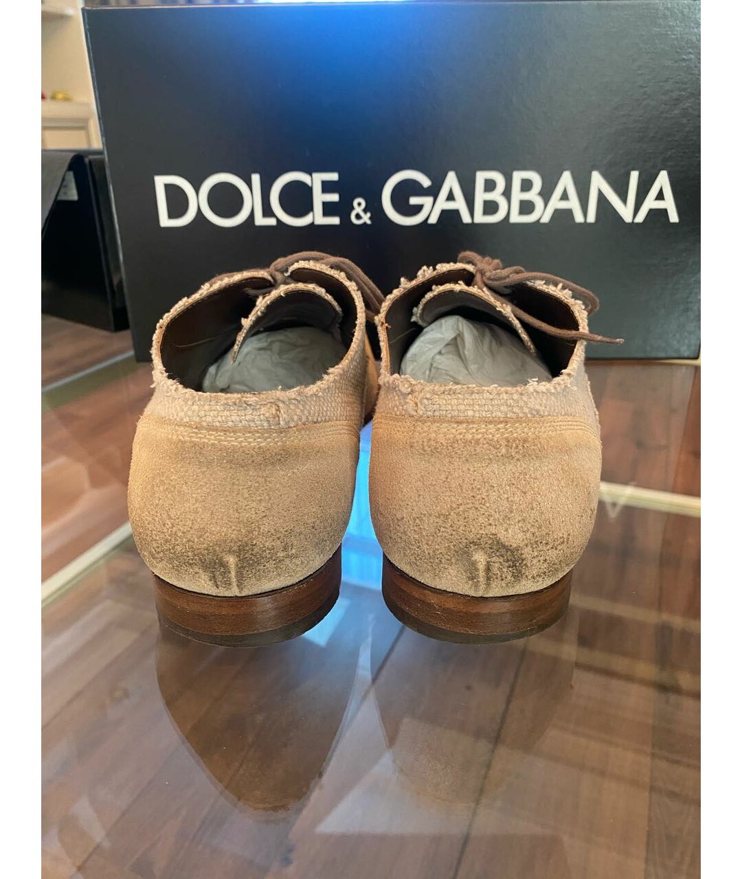 DOLCE&GABBANA Бежевые текстильные туфли, фото 4