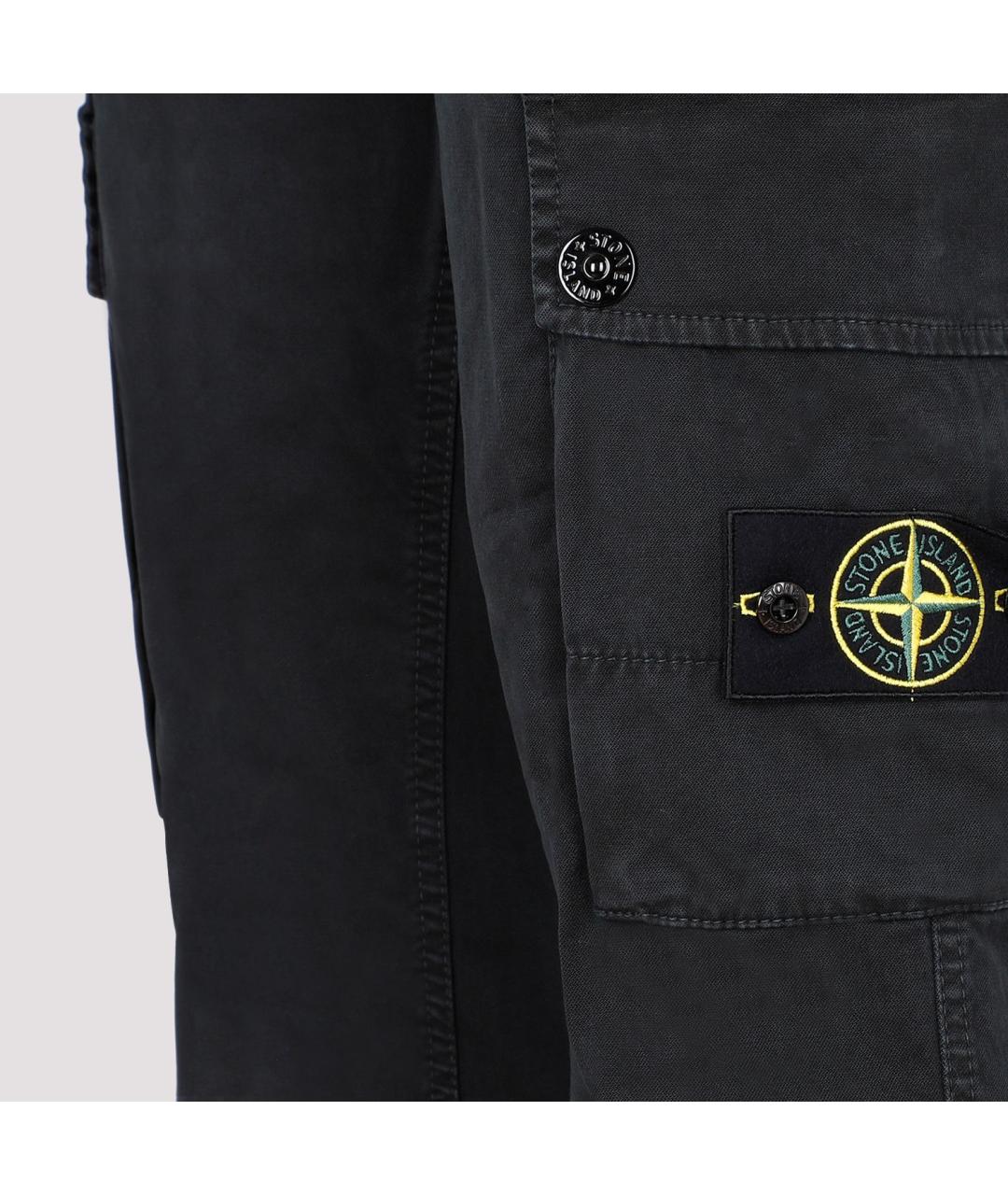 STONE ISLAND Черные хлопковые повседневные брюки, фото 5