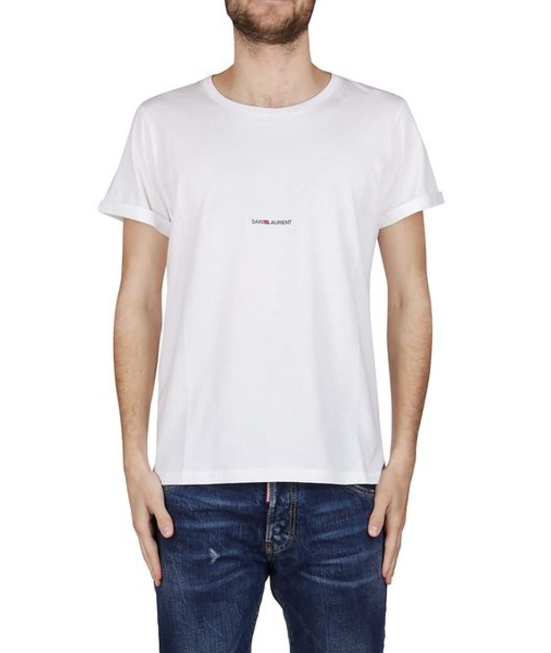 SAINT LAURENT Белая хлопковая футболка, фото 3