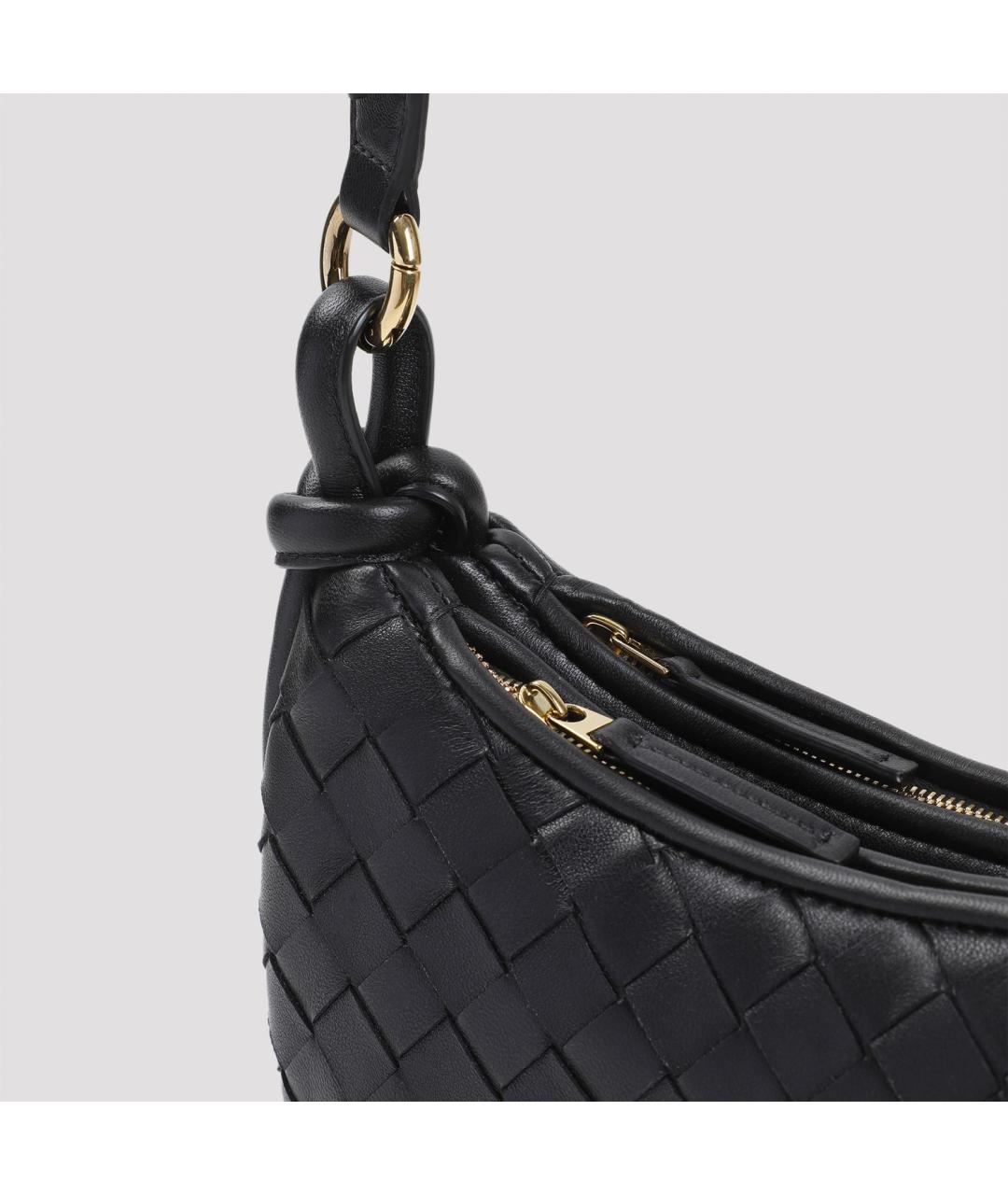 BOTTEGA VENETA Черная кожаная сумка через плечо, фото 4