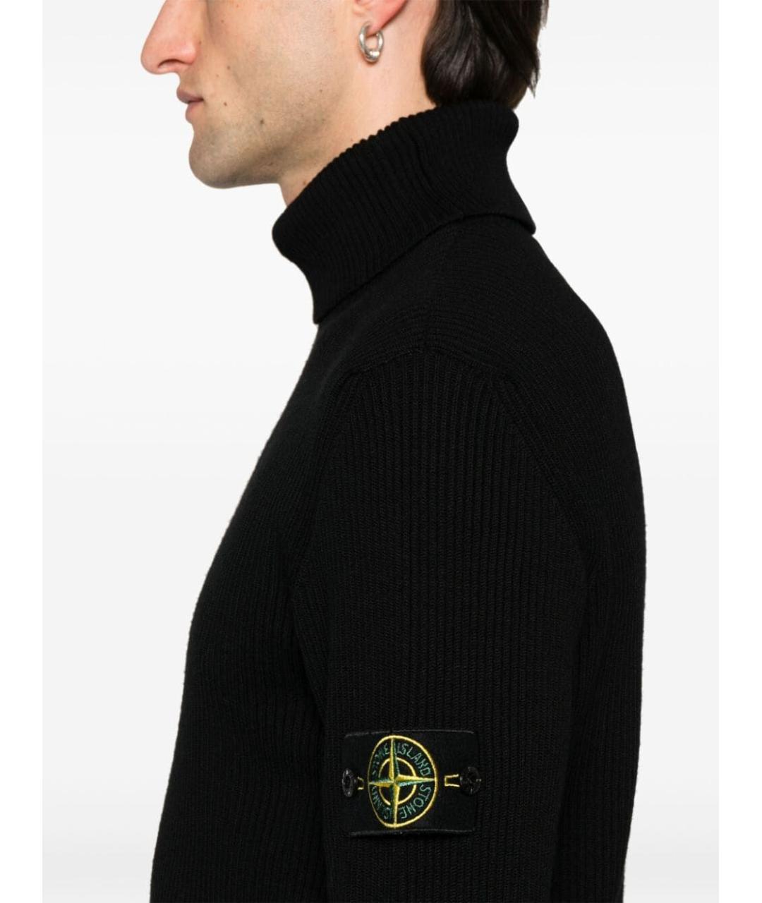 STONE ISLAND Черный шерстяной джемпер / свитер, фото 3