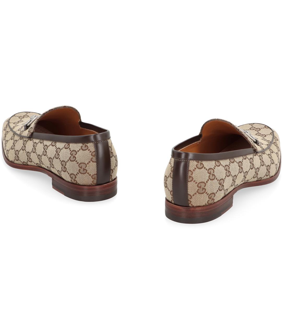 GUCCI Бежевые текстильные лоферы, фото 4