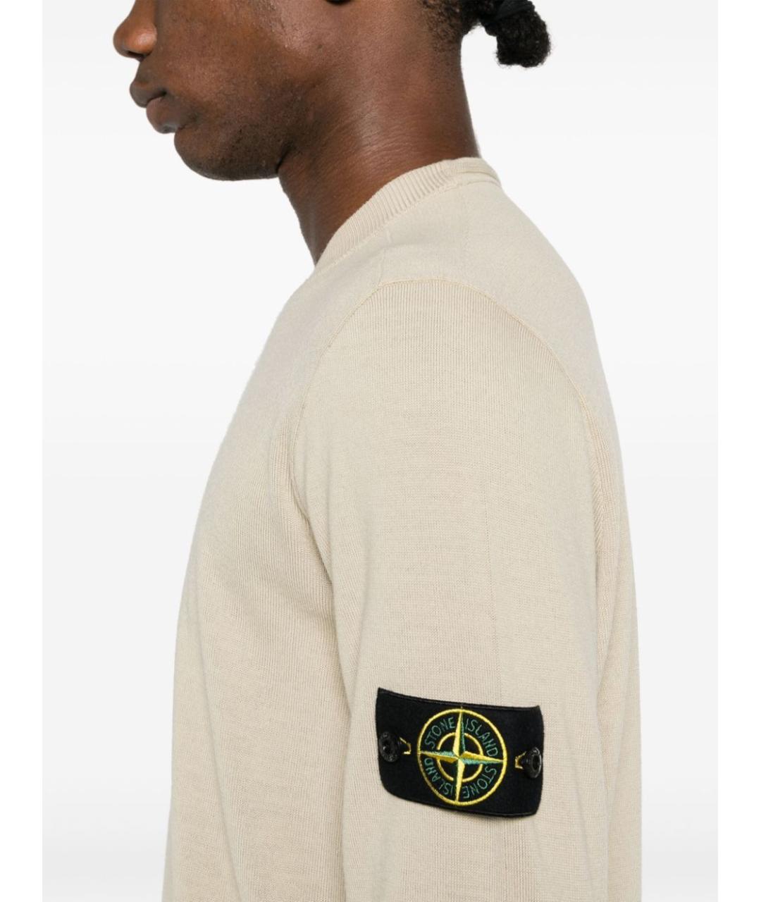 STONE ISLAND Бежевый шерстяной джемпер / свитер, фото 5