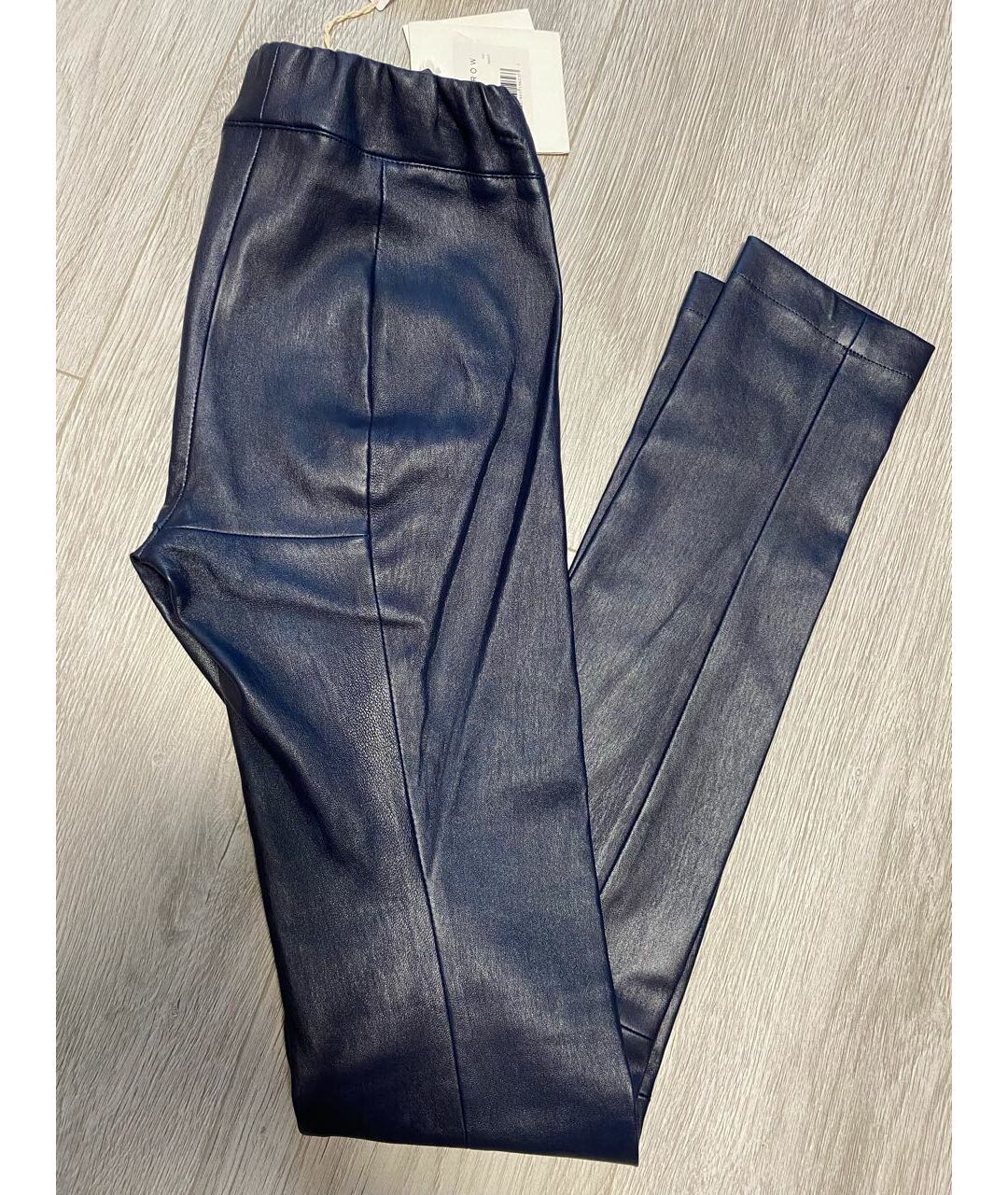 THE ROW Синие кожаные брюки узкие, фото 4