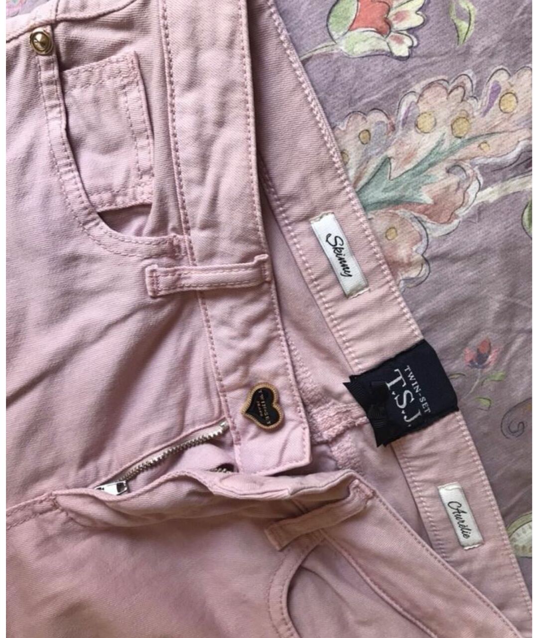 TWIN-SET Розовые хлопковые джинсы слим, фото 5