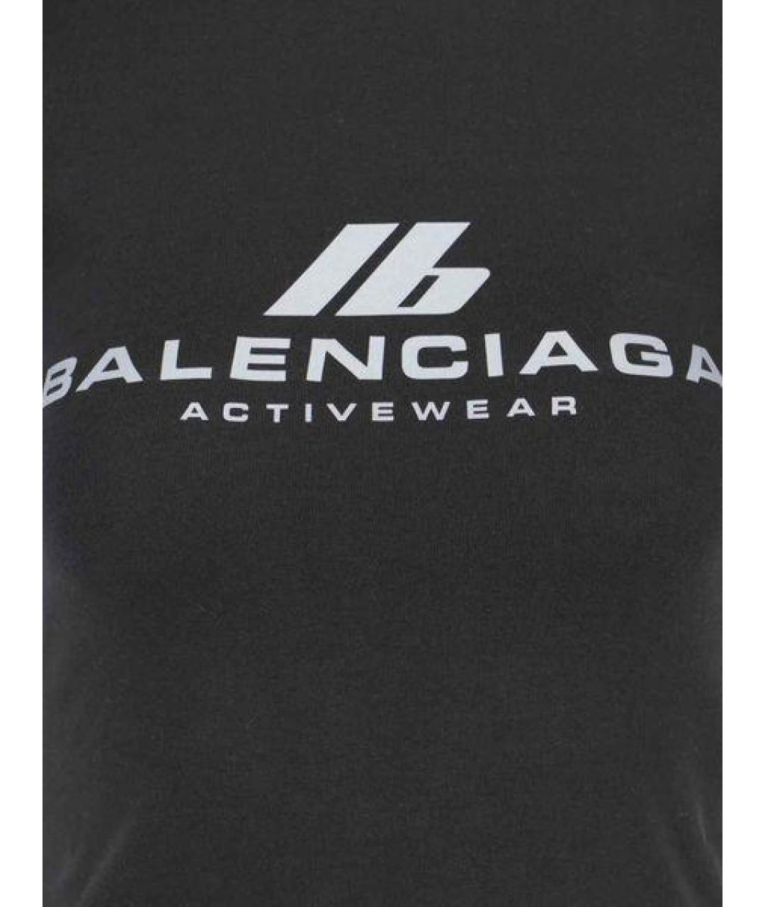 BALENCIAGA Черная хлопковая футболка, фото 3