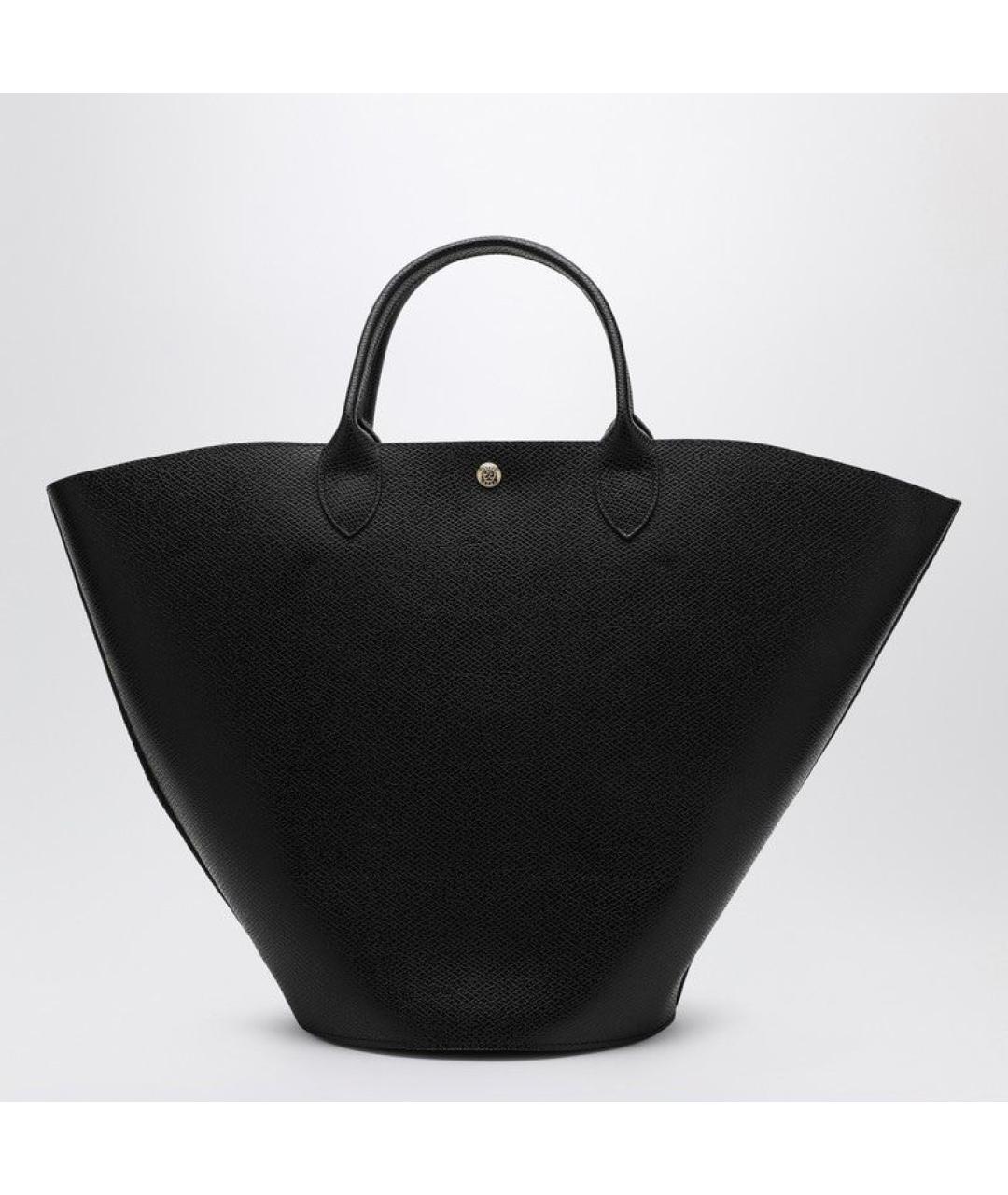 LONGCHAMP Черная кожаная сумка тоут, фото 2