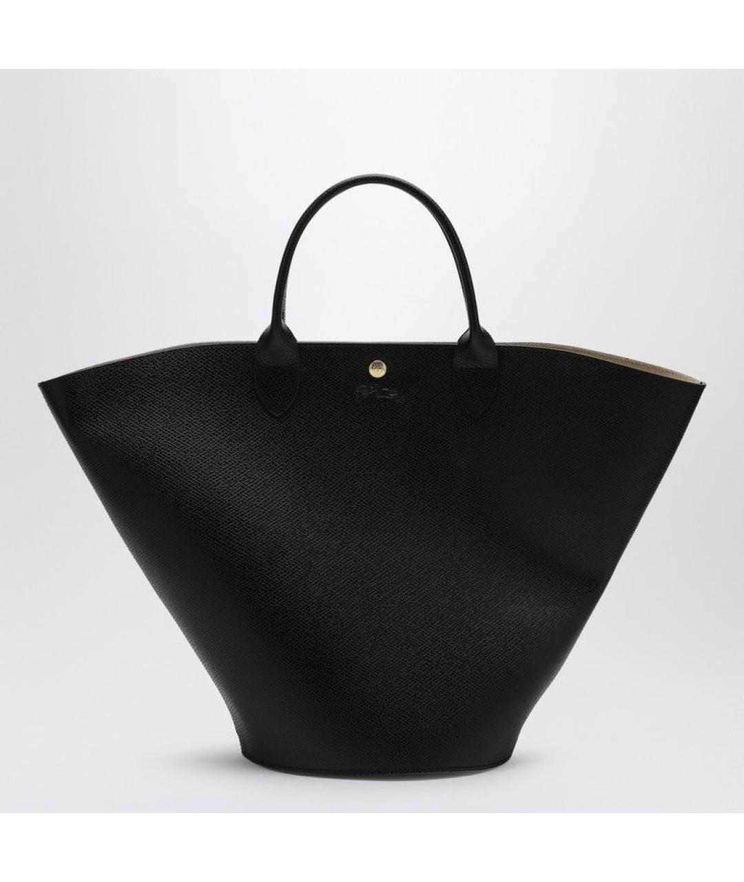 LONGCHAMP Черная кожаная сумка тоут, фото 3