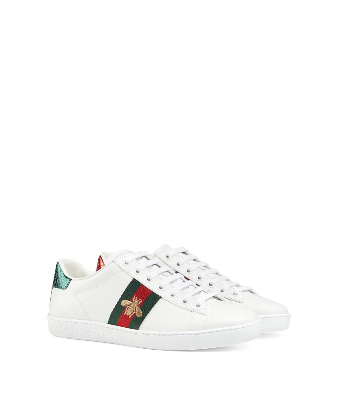 GUCCI Белые кожаные кроссовки, фото 5