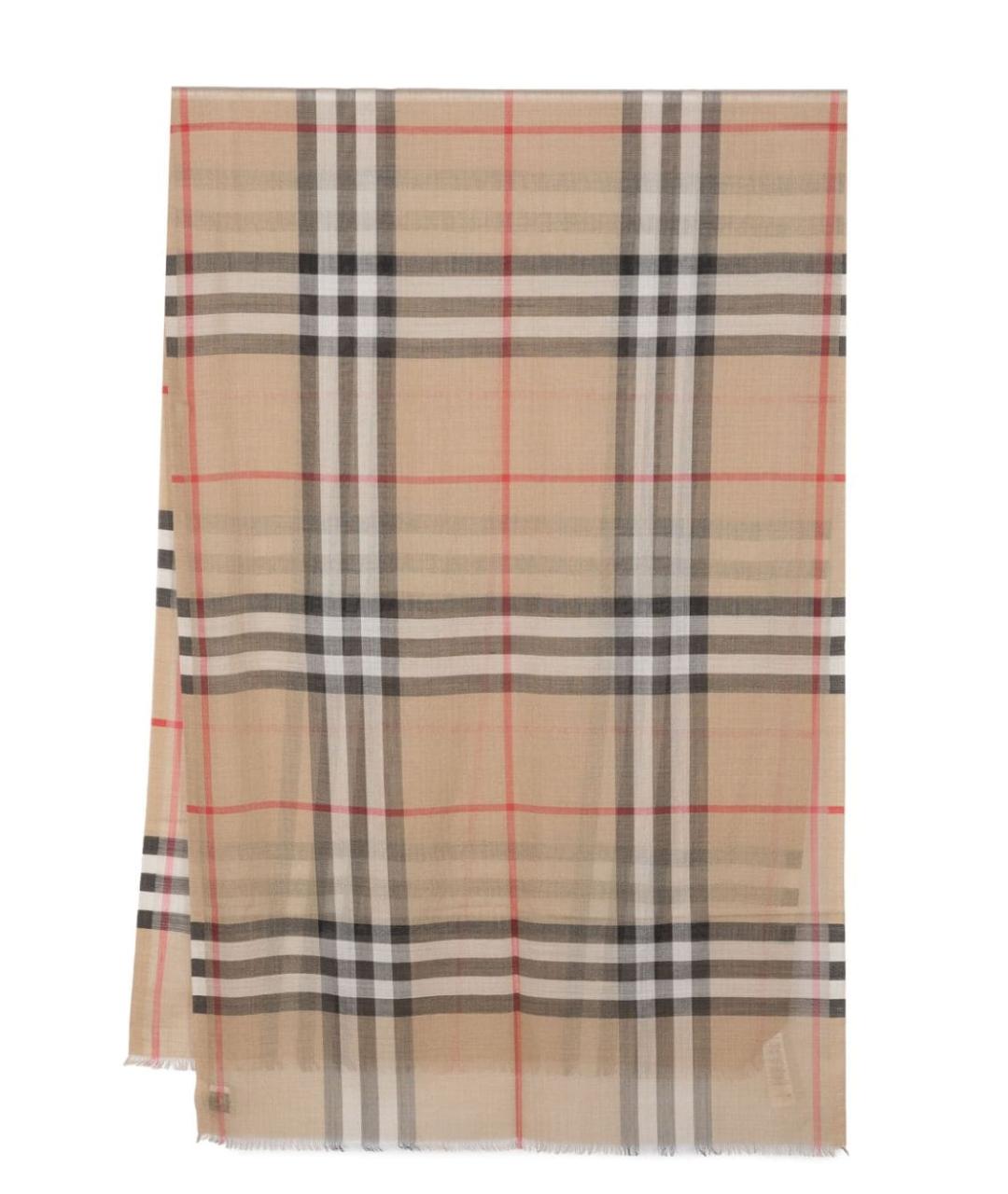 BURBERRY Бежевый шерстяной шарф, фото 1