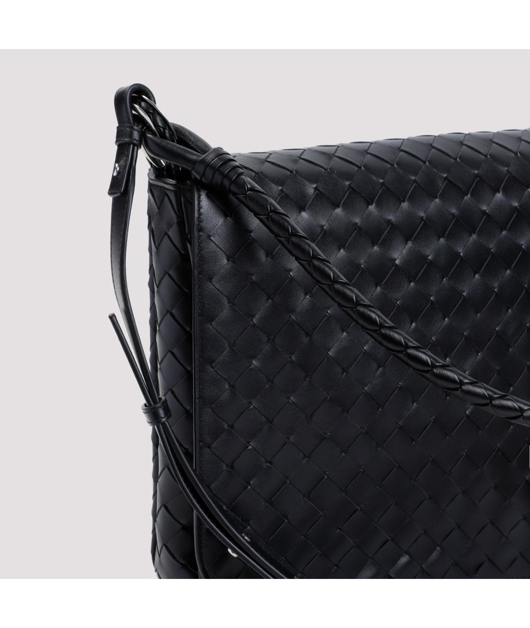 BOTTEGA VENETA Черная кожаная сумка на плечо, фото 4