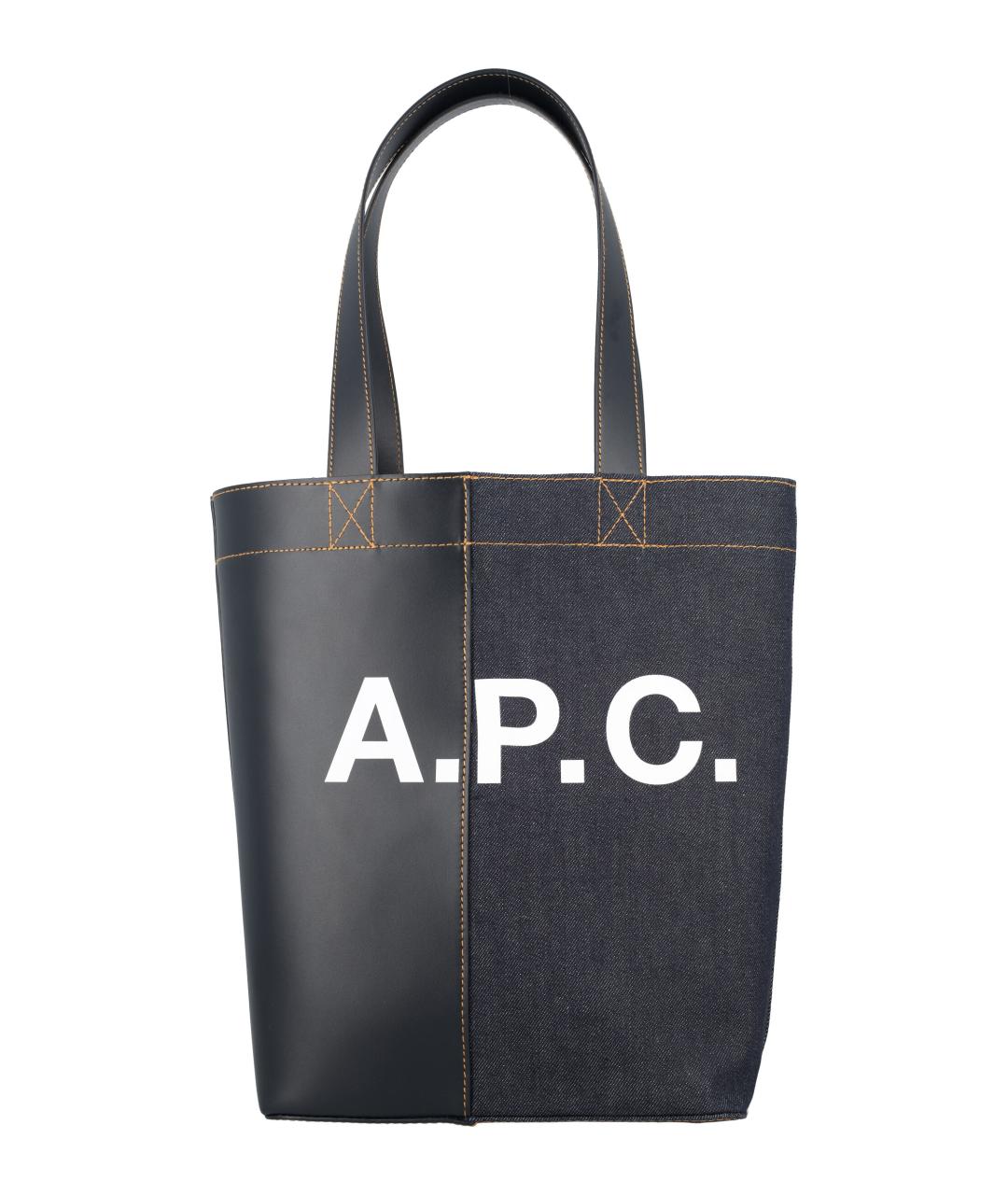 A.P.C. Темно-синяя хлопковая сумка тоут, фото 1