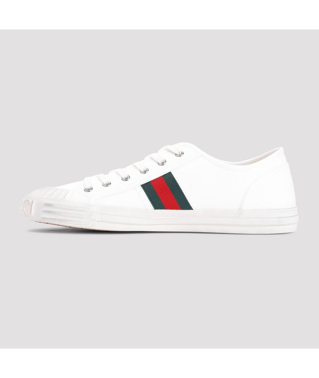 GUCCI Белые текстильные низкие кроссовки / кеды, фото 3