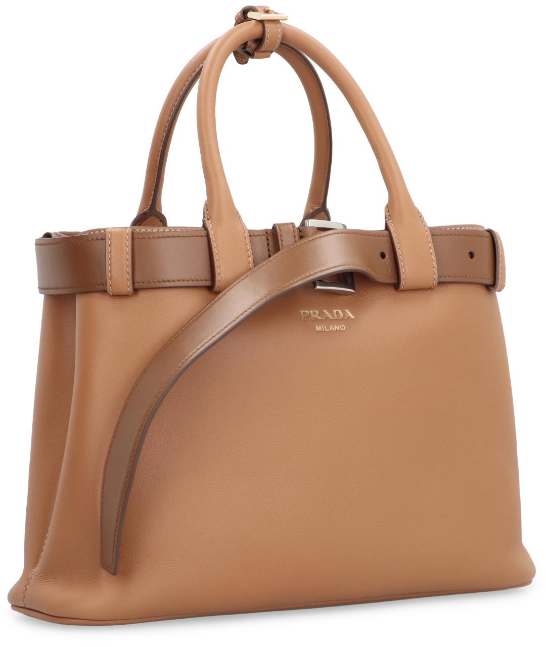 PRADA Бежевая кожаная сумка тоут, фото 3