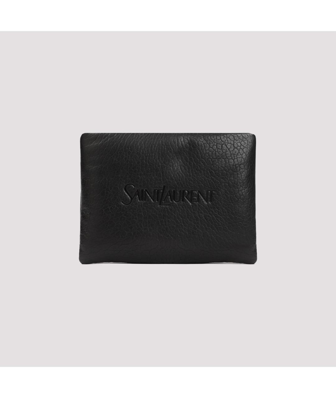 SAINT LAURENT Черная кожаная барсетка, фото 2