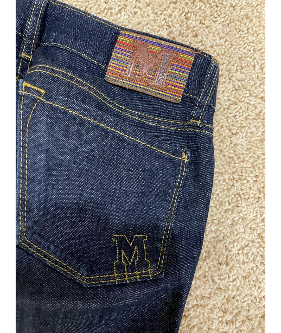 MISSONI Темно-синие хлопко-эластановые джинсы слим, фото 4