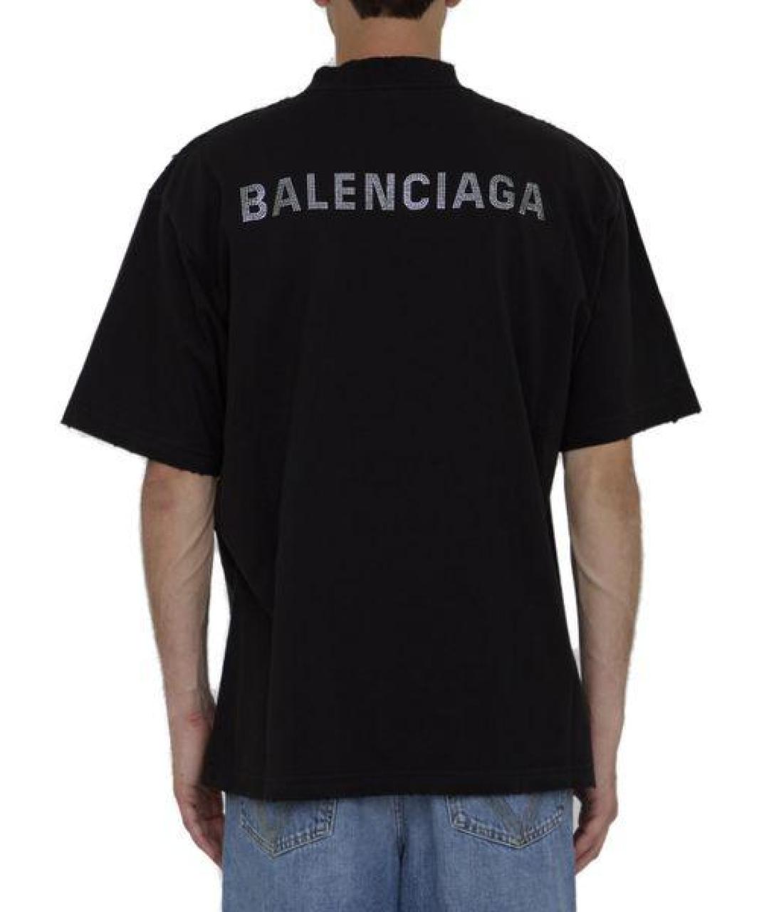 BALENCIAGA Черная хлопковая футболка, фото 3