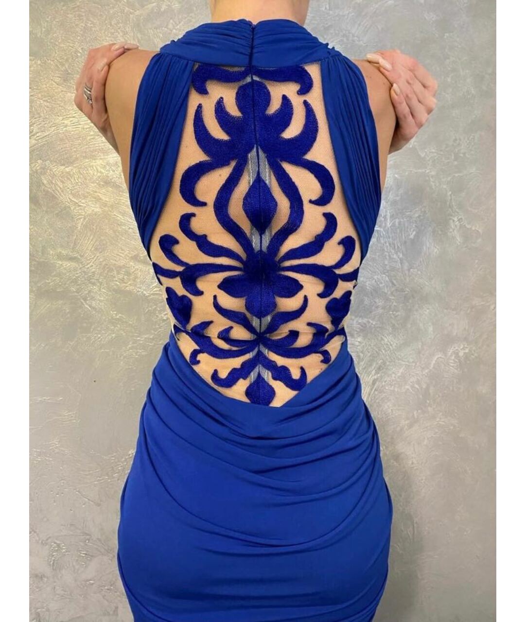 JOVANI Синее полиэстеровое вечернее платье, фото 4