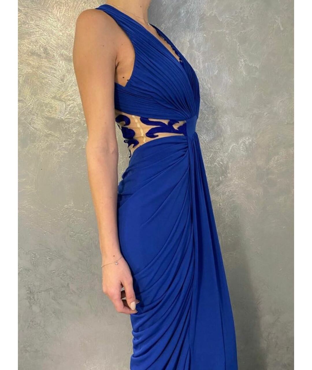JOVANI Синее полиэстеровое вечернее платье, фото 6