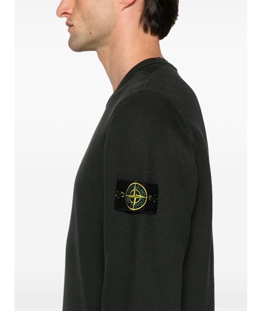 STONE ISLAND Антрацитовый хлопковый джемпер / свитер, фото 2