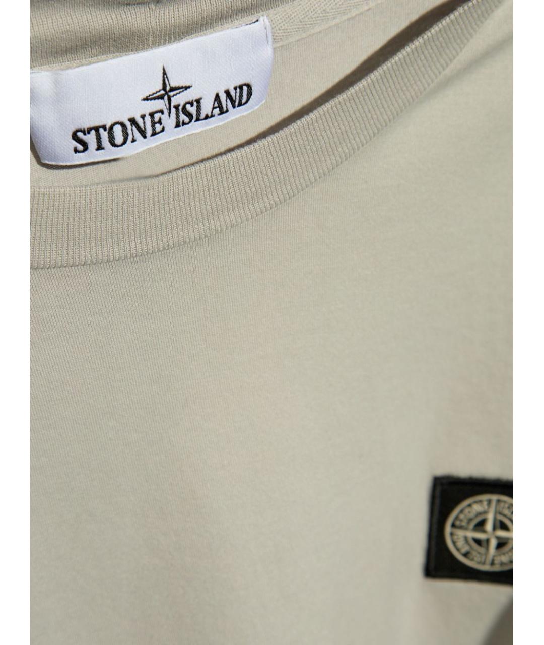 STONE ISLAND Бежевая хлопковая футболка, фото 5