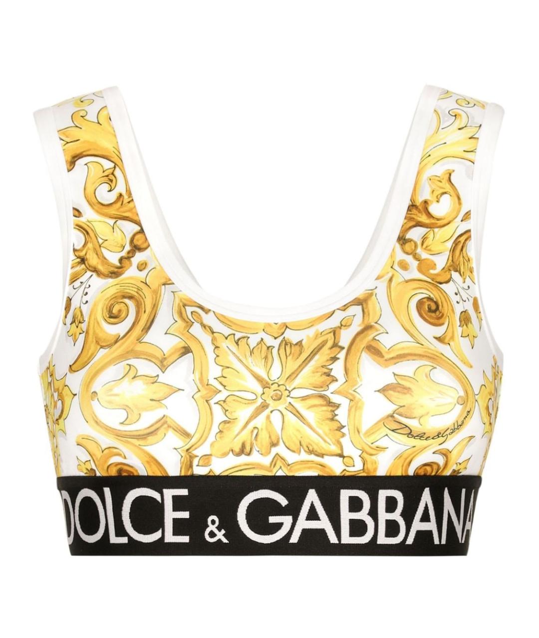 DOLCE&GABBANA Желтая полиэстеровая майка, фото 1