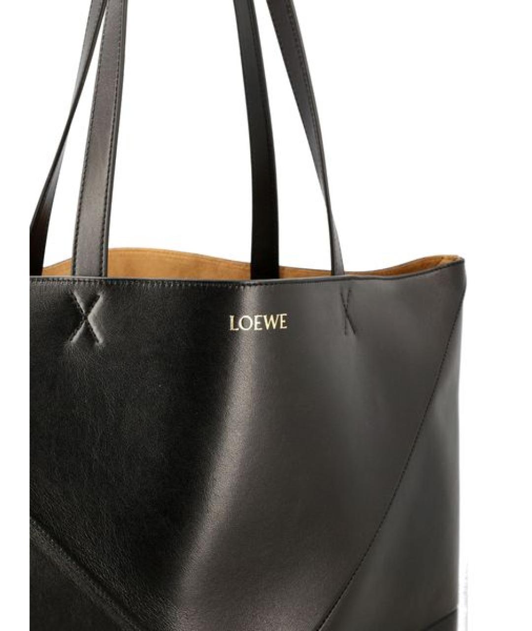 LOEWE Черная кожаная сумка тоут, фото 4