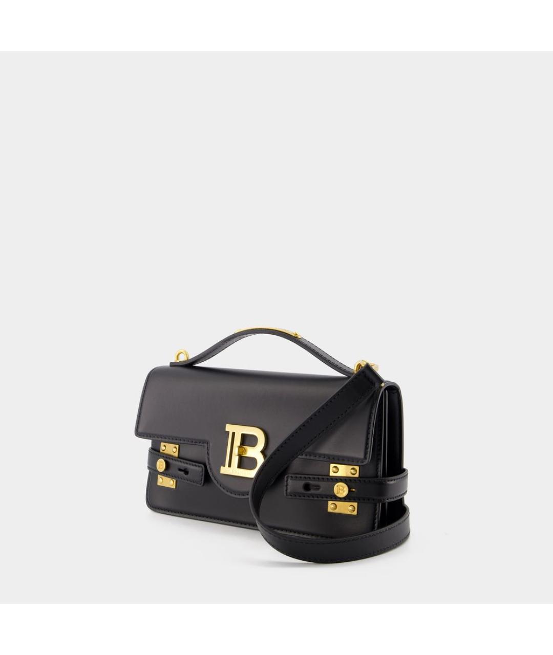 BALMAIN Черная кожаная сумка с короткими ручками, фото 2