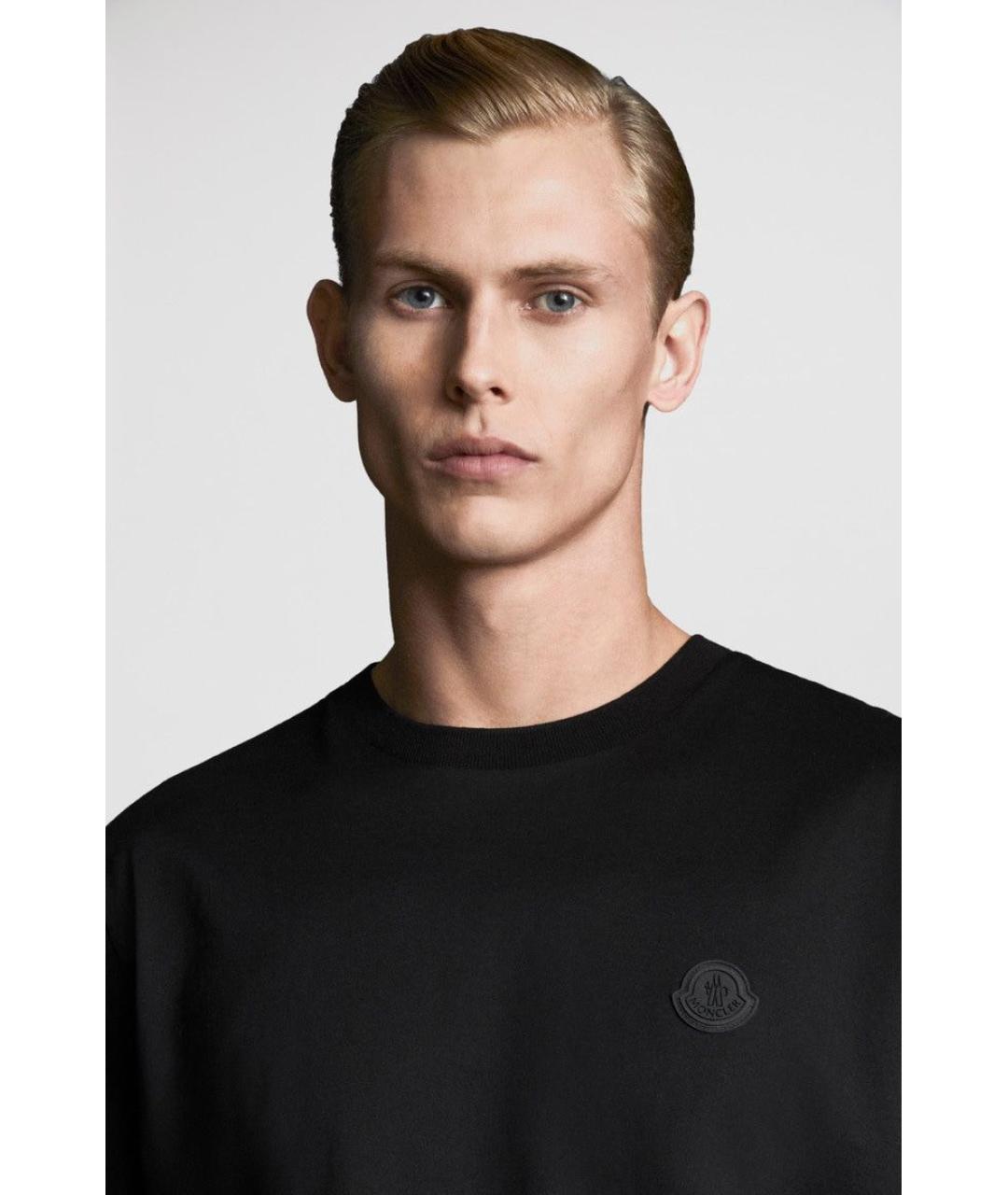 MONCLER Черная хлопковая футболка, фото 2
