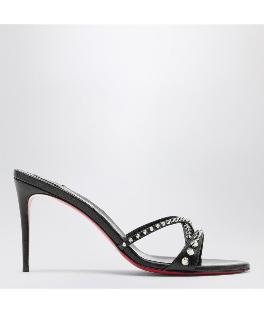 CHRISTIAN LOUBOUTIN Черные кожаные мюли, фото 2