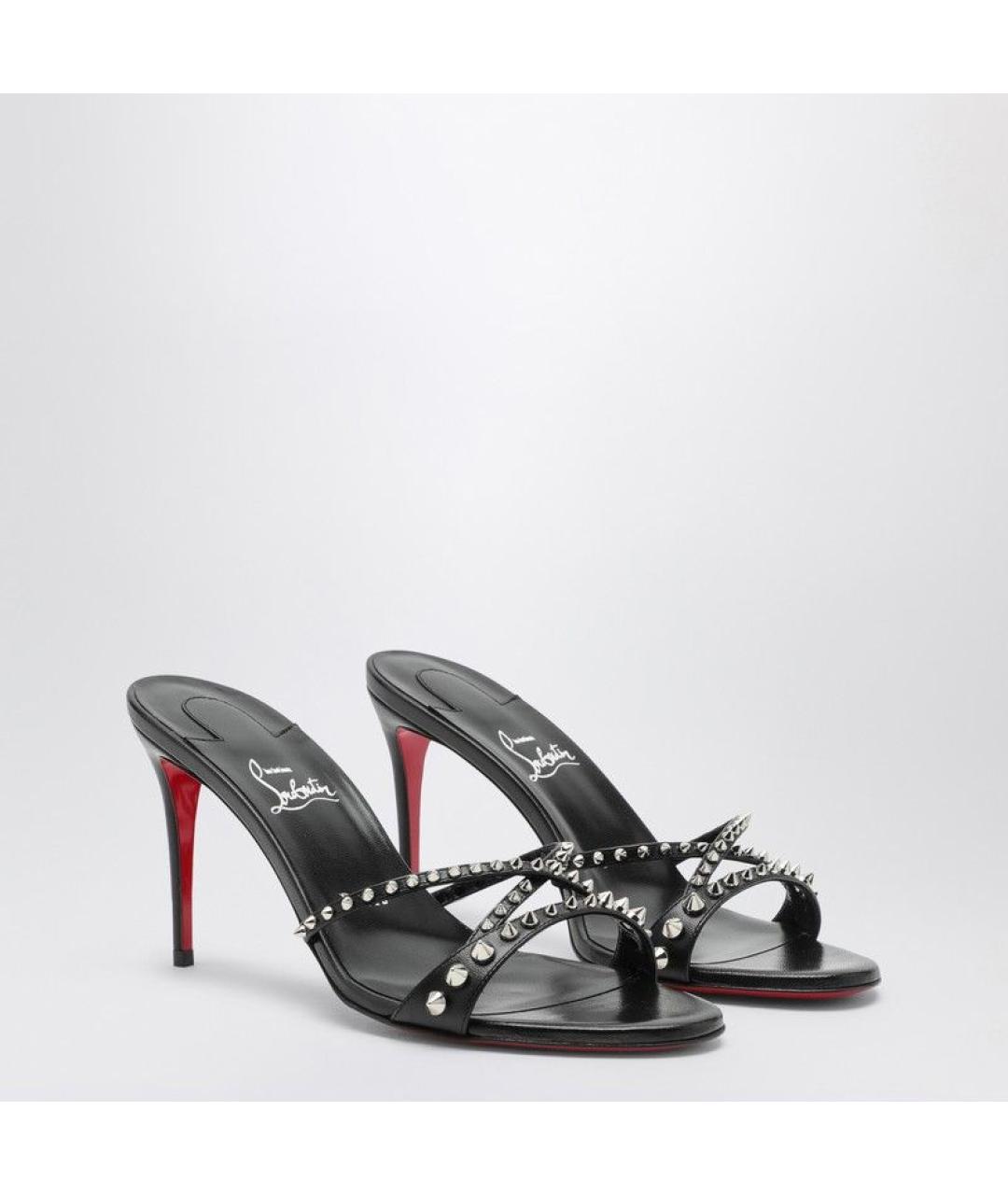 CHRISTIAN LOUBOUTIN Черные кожаные мюли, фото 3