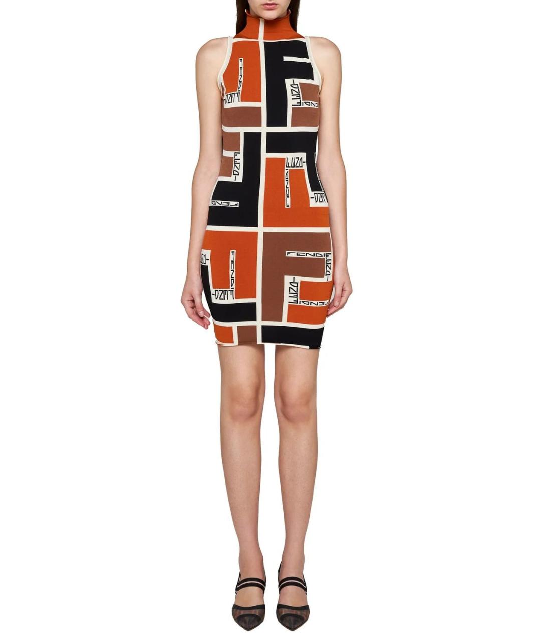 FENDI Мульти полиэстеровое повседневное платье, фото 4