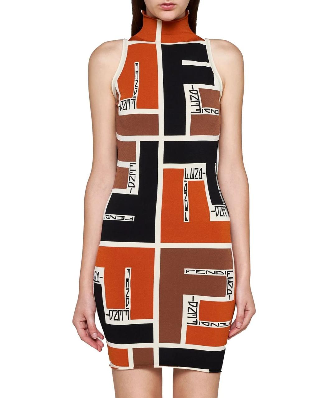 FENDI Мульти полиэстеровое повседневное платье, фото 2
