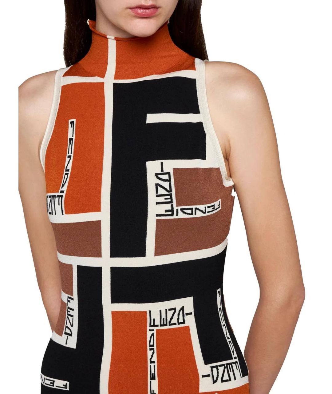 FENDI Мульти полиэстеровое повседневное платье, фото 5