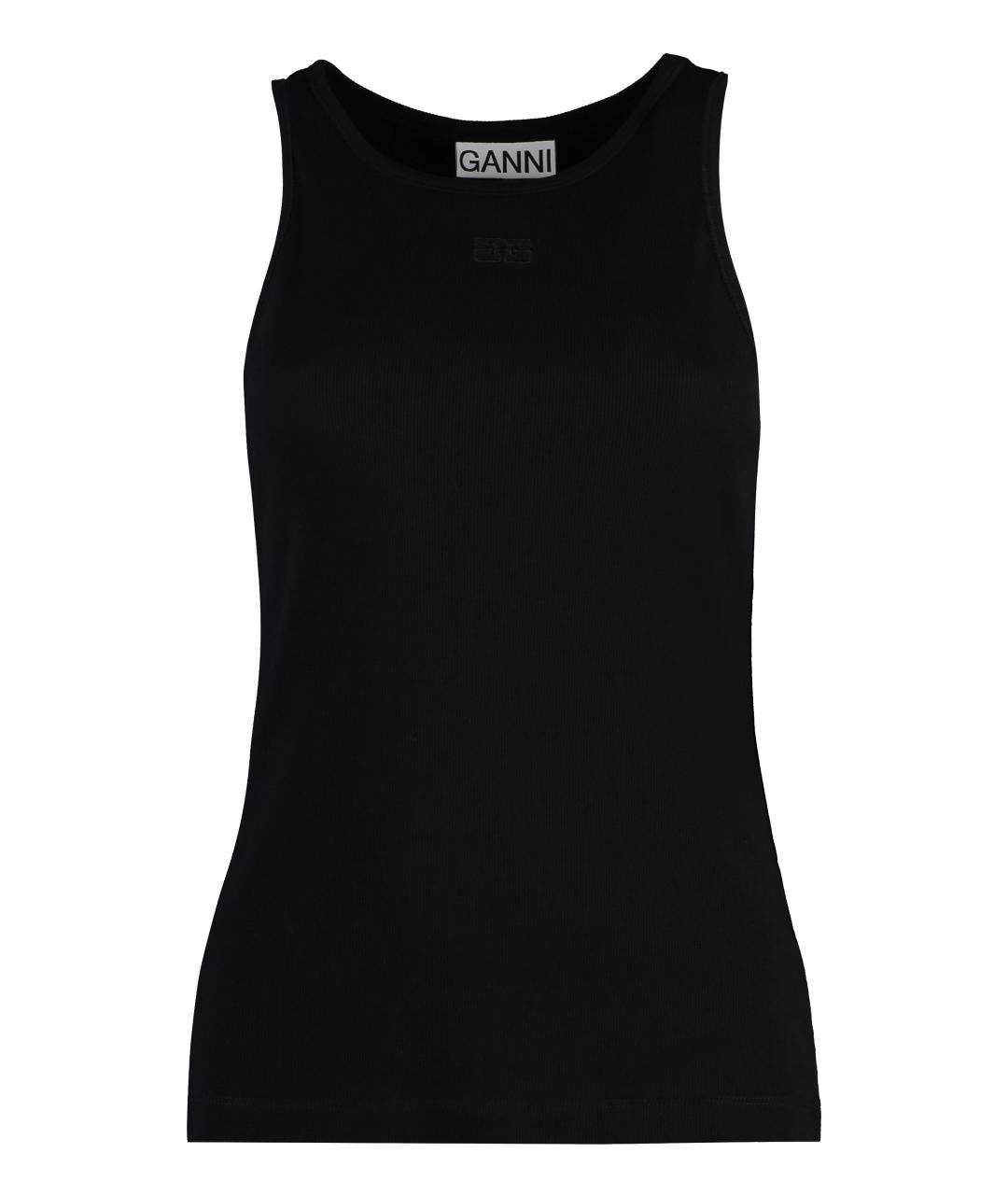 GANNI Черная хлопковая майка, фото 1