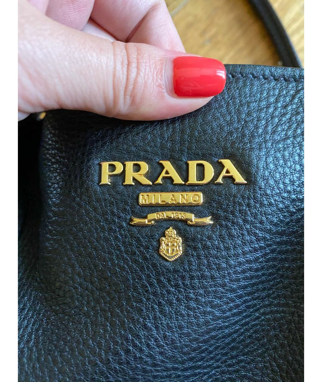 PRADA Черная кожаная сумка тоут, фото 2