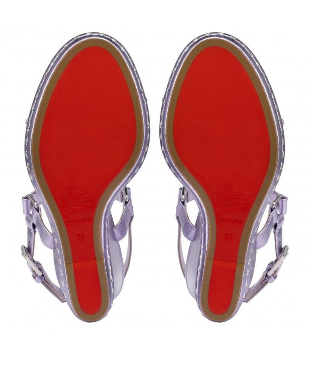 CHRISTIAN LOUBOUTIN Фиолетовые кожаные сандалии, фото 5