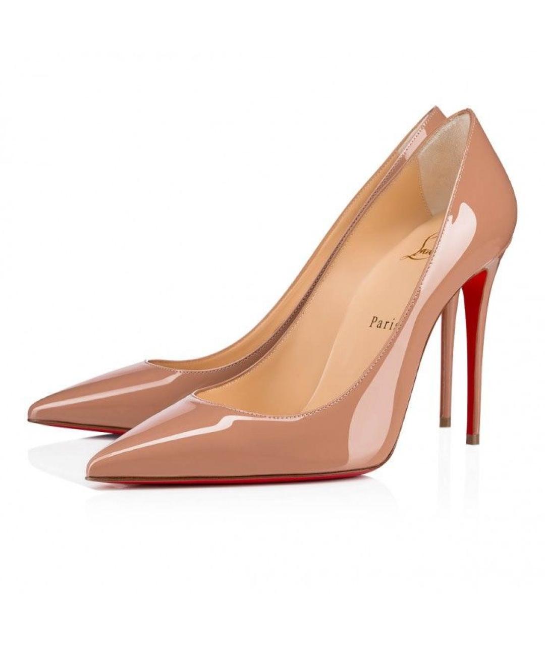 CHRISTIAN LOUBOUTIN Бежевые кожаные туфли, фото 4