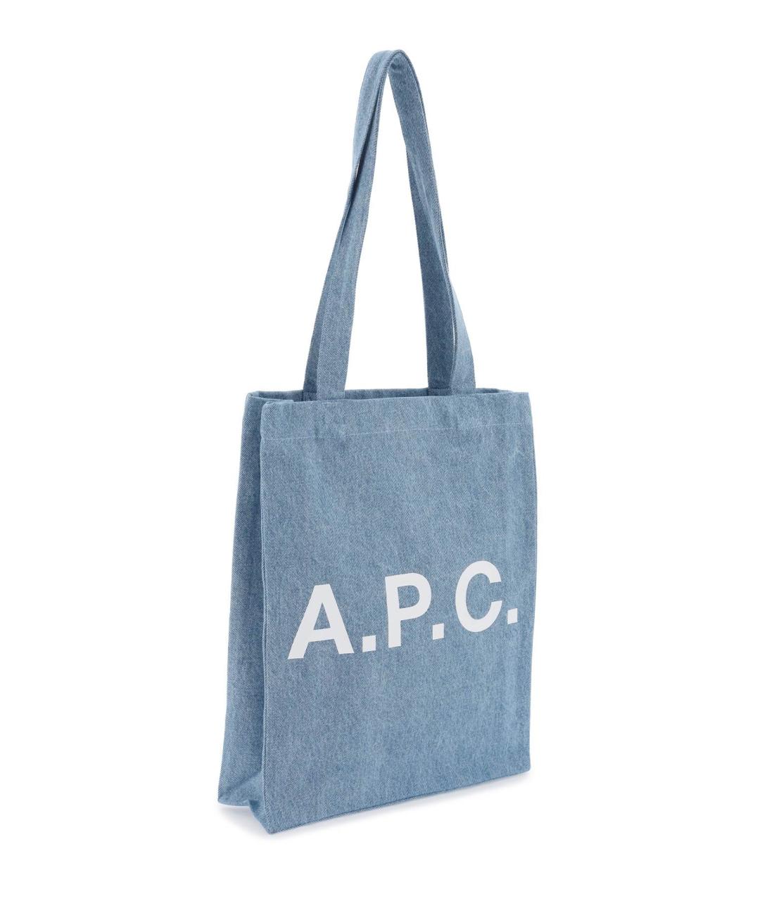 A.P.C. Голубая хлопковая сумка тоут, фото 4